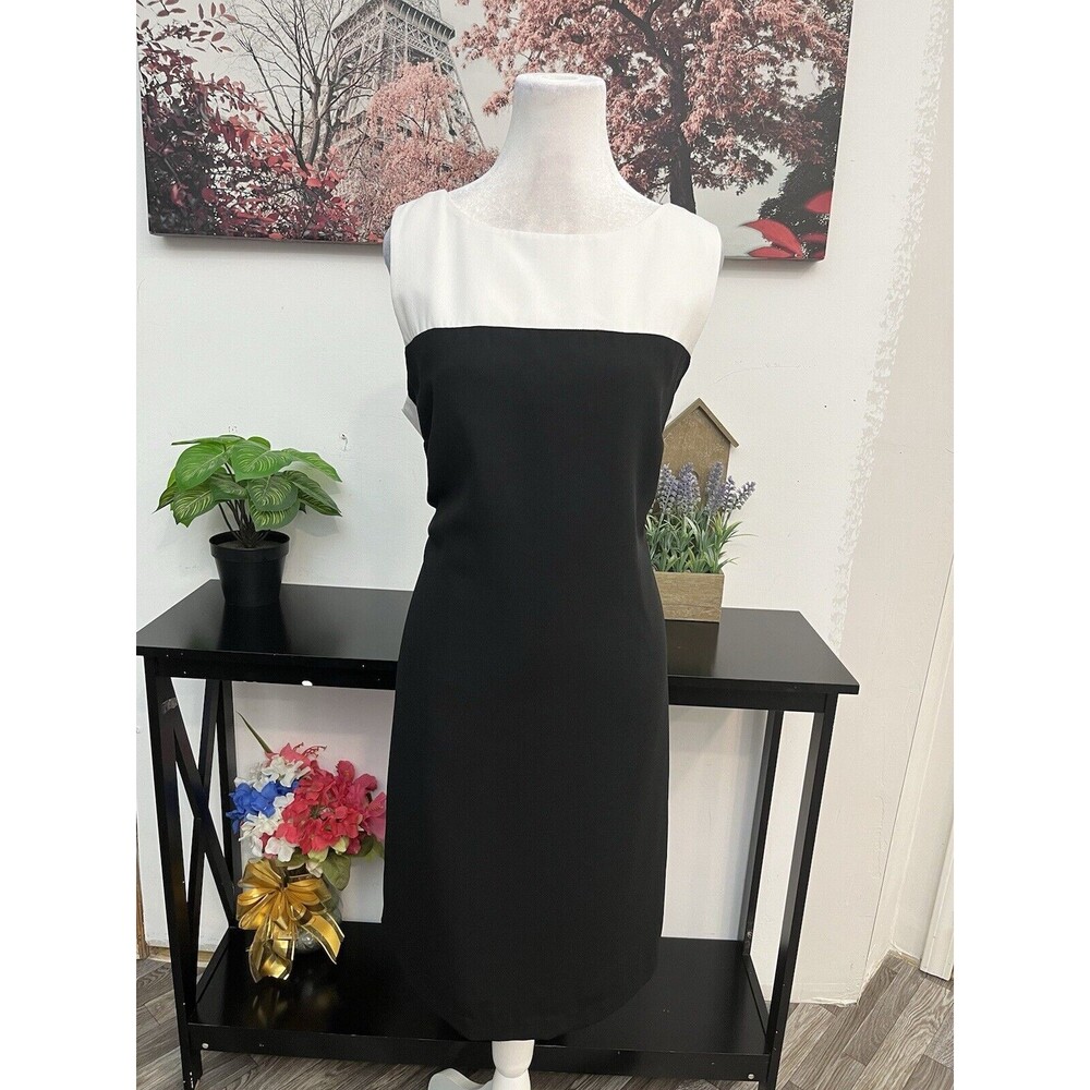 Dressbarn Women’s Sheath Midi Dress Size 16 Sleeveless Zipper Back Round Neck